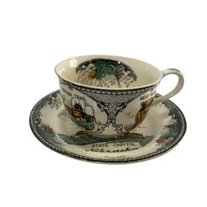 Vintage Buffalo Bill Museum Western Cody Cowboy Americana 50s Tea Cup Saucer Set